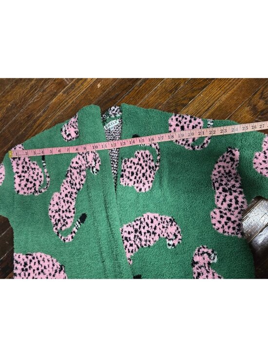 Maximalist Dopamine Green Pink Leopard Oversized Fuzzy Sweater - Picture 8 of 12
